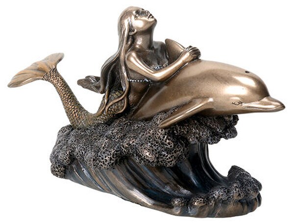 Mermaid Riding Dolphin Sculpture statue